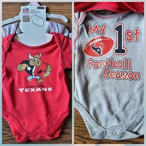 Houston Texans NFL 2 Bodysuit Set Size 0-3 Months Unisex NEW with Tags